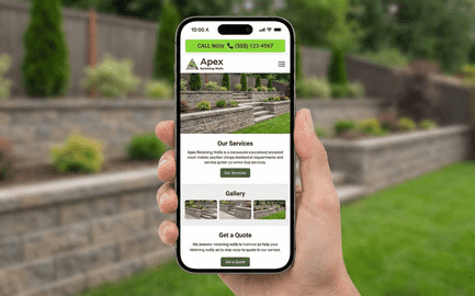 Mobile friendly hardscaping website design click to call